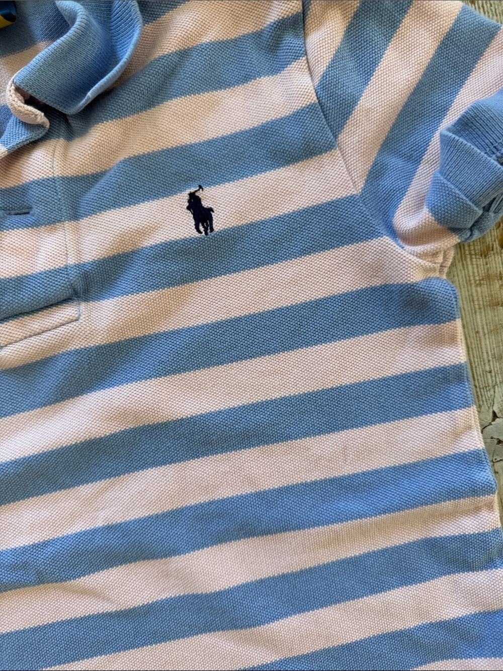 Polo by Ralph Lauren Kids Blue & Pink Striped Polo, size 6 - Picture 3 of 4